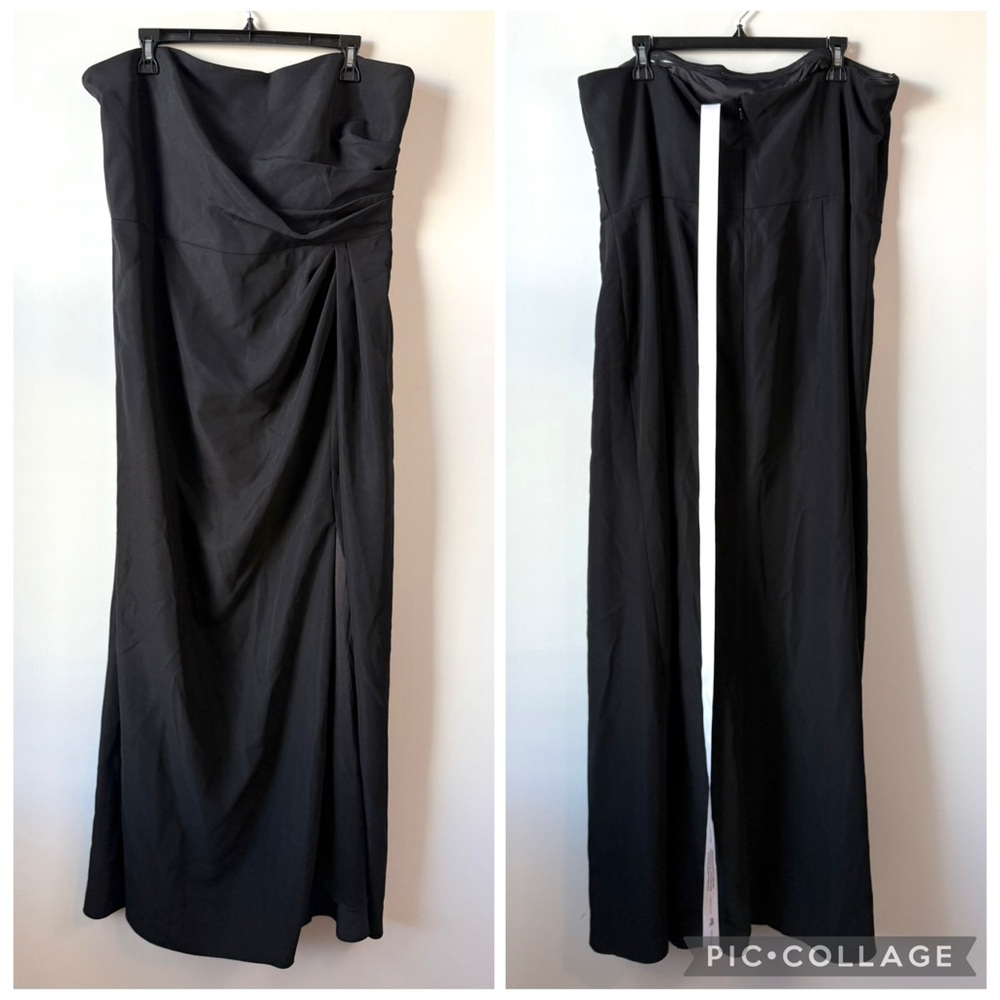 After Six Lissa 6873 Strapless Pleated Crepe Gown Black 20 - Picture 2 of 8
